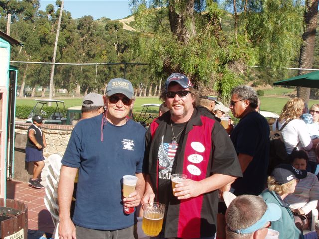 Two Fossils with beers at the festival