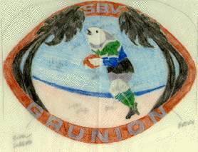 The first known Grunion artwork, c. 1979 — the SBV crest